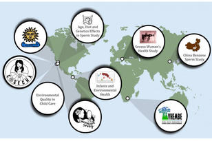 Map of CERCH's Global Research Centers: US, China, Italy, South Africa and Central America