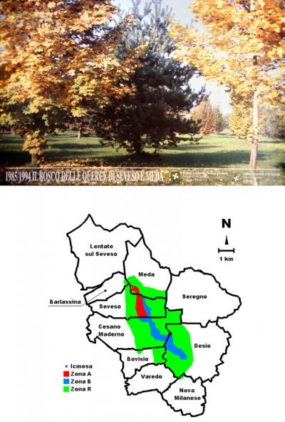 Seveso Memorial Park and Affected Zone Map